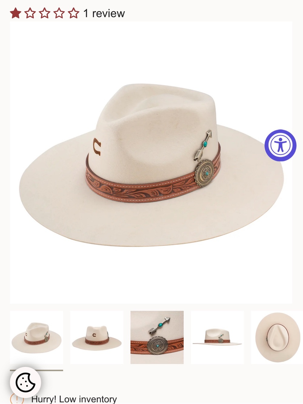 Charlie 1 Horse White Sands Flat Brim Felt Hat 
Large